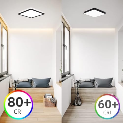 slochi [2 Pack] Bathroom Lights Ceiling, LED Ceiling Lights 20W 1950LM,Waterproof Bathroom Lights, 5000K Daylight White, Modern Square Flush Ceiling Light for Kitchen Hallway Bedroom Office