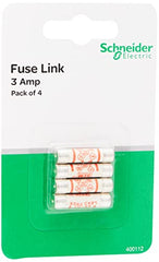 Schneider Electric Exclusive - Fuse Cartridge, 3A, 3Amp, Fuses Assorted, Mains Household UK, Red, 400112, Pack of 4