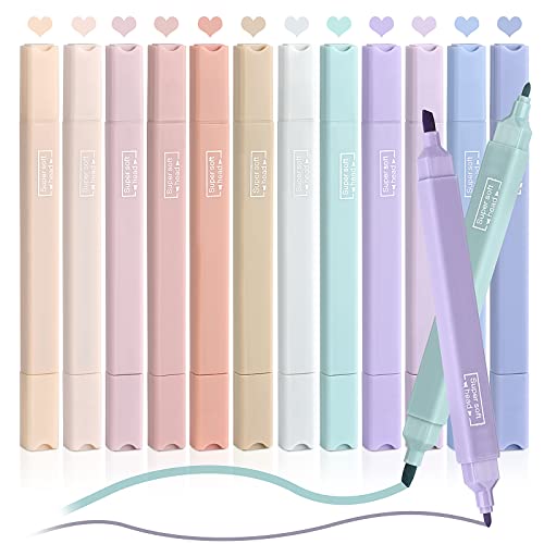 12 Pack Aesthetic Cute Highlighters Assorted Colors Pastel Highlighters with Soft Chisel Tip Bible Highlighters Marker Pens No Bleed for Journaling Notes School Office Supplies