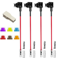 Gebildet 12/24V Low Profile MINI Add-a-Circuit Fuse Tap, Mini Piggy Back Blade Fuse Holder with Wire Harness, 6 pcs Mini Blade Fuse (3A 5A 7.5A 10A 15A 20A) and Fuse Puller (Pack of 4)