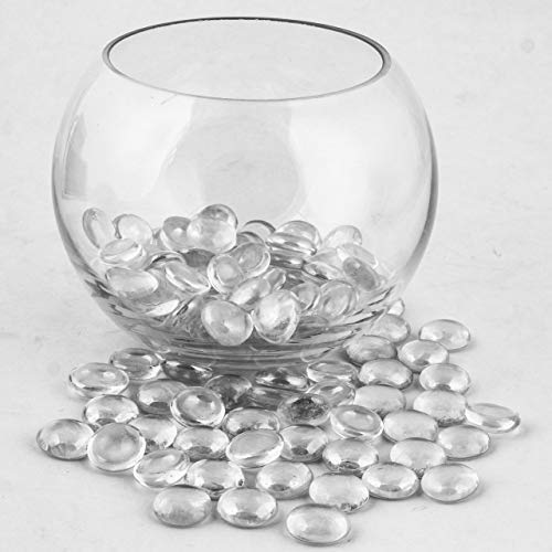 ARSUK Glass Pebbles Decorative Stones Beads Nuggets Gems Mosaic Tiles for Vases Craft Garden Bowls Fish Tank (70-80 Clear Pebbles)