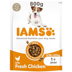 IAMS Complete Dry Dog Food for Adult 1and Small and Medium Breeds with Chicken 800 g