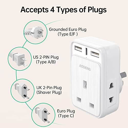 UK to Australia Plug Adapter, 6 IN 1 Australian Travel Adapter with 2 USB Ports and 1 Type C Fast Charger(5V/3.4A) and 2 Shaver Plug Adaptor UK to Australian New Zealand Fiji Argentina more (Type I)