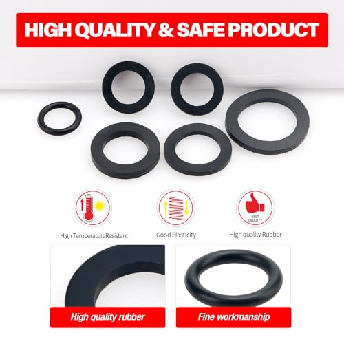 YIXISI 120 PCS Hose Washers Kit, Rubber Tap Seal Plumbing Gaskets, Seal O Ring Gasket, Shower Hose Rubber Washers, for 1/2 3/4 1 Inch Water Faucet Shower Garden Hose Connector