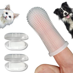 PawsOnlyUK Dog Finger Toothbrush   Set of 2   Toothbrush & Storage Case   Nontoxic Silicone   Teeth Cleaning Breath Dental Care Plaque Off   Dog Cat Puppy Toothbrush (Clear)