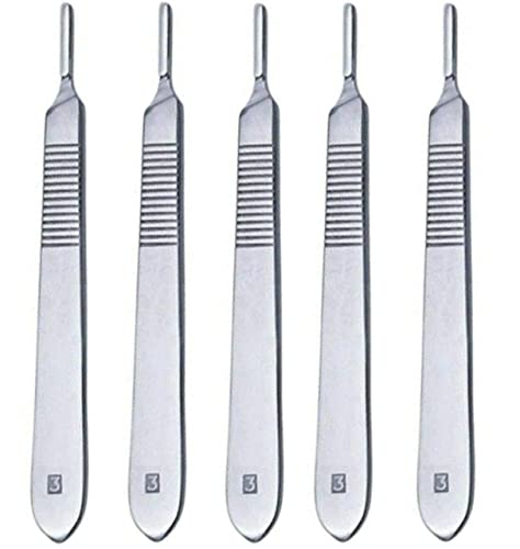 5 Pieces Stainless Steel BP Handle No.3 Scalpel Handles Surgical Sign Craft Card Making Cutter Podiatry Dental Medical Vet Students