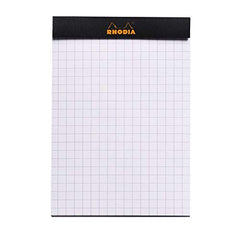 RHODIA 122009C - Stapled Notepad N°12 Black - 8.5x12 cm - Small Squares - 80 Detachable Sheets - White Clairefontaine Paper 80 g/m - Soft and Resistant Coated Card Cover - Basics