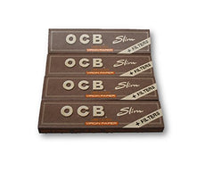 OCB Virgin Unbleached King Size Slim Rolling Papers and Filter Tips Cigarette Papers Smoking Papers Pack of 4 Booklets from Sudesh Enterprises