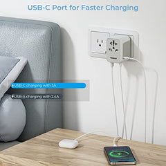 Universal Adapter, TESSAN Worldwide Travel Plug Adaptor with 2 USB A and 3 USB C Ports, International Travel Adapter for EU, UK, USA, AU, Power Socket Charger for Multi Countries