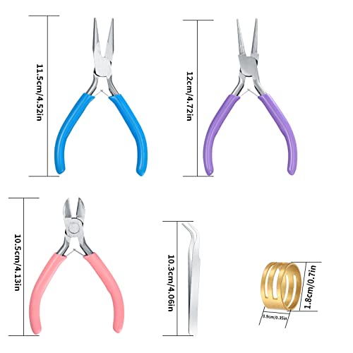 3 Pcs Jewellery Making Pliers, Pliers for Jewellery Making, Jewelry Making Pliers Tools with Needle Nose Pliers/Chain Nose Pliers/Wire Cutter Pliers for Jewellery Beading Repair Making