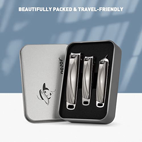 BEZOX Nail Clippers 3 Pcs - Heavy Duty Stainless Steel Straight Toenail Clippers for Thick Fingernail Toenail, Curved Blade Nail Cutters For shape Nail，Slant nail nipper for Trim Nail，Remove Cuticle