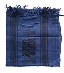 MILSPEC SURPLUS 100% Cotton Shemagh Scarf Arab Keffiyeh Army Military Tactical Sniper Veil Face Wrap SaS Headscarf Unisex Desert Shawl Hijab (Blue/Black)