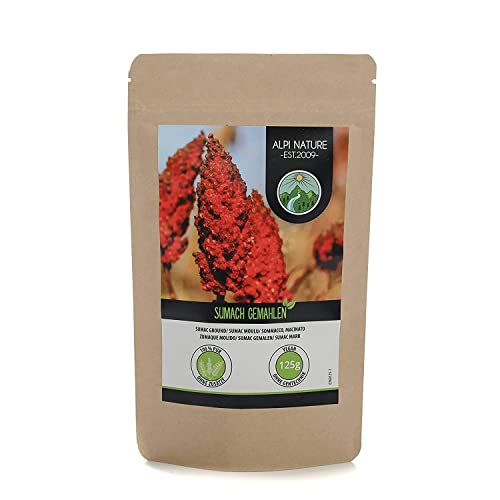 Sumac powder (125g, 4.4oz), Turkish sumach ground, vinegar tree spice 100% natural, gently dried and ground, without additives