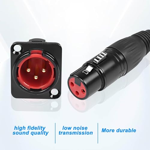 XMSJSIY D-Type XLR Male Panel Mount to XLR Female Connector Pass Through Cable,3 Pin Mic XLR Feed/Pass Thru Converter Compatible with Microphone - 30cm/11.8inch 1PC (Male to Female)