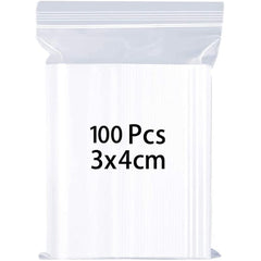 3x4cm 100 Grip Seal Bags, Small Clear Plastic Bags, Resealable Storage Pouches, Poly Zip Lock Bags, Perfect for Kitchen Storage, Jewellery, Diamond Painting, Small Cookies and Sweets