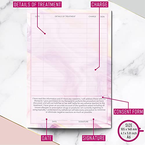 Nail Care Client Cards A6 Size - Salon and Therapist Customer Consultation Record - Treatment Services Essentials - Profile and Recording Forms - Beauty Stationery - 105x148mm - Pack of 100