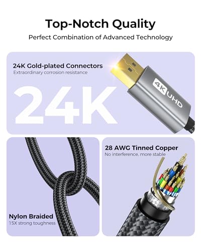 Silkland VESA Certified DisplayPort Cable 144Hz/1m, Support 4K@60Hz, 2K@144Hz, 2K@165Hz, Compatible with FreeSync and G-Sync, Display Port Cable for 144Hz Gaming Monitor, HDTV, Gaming Graphics Card