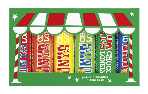 Tony's Chocolonely Rainbow Tasting Pack Christmas Edition - Small Chocolate Bars - Gifting Package - 6 Different Flavours - Dark and Milk Chocolate Gift - Sweets To Share - Belgium Fairtrade Chocolate