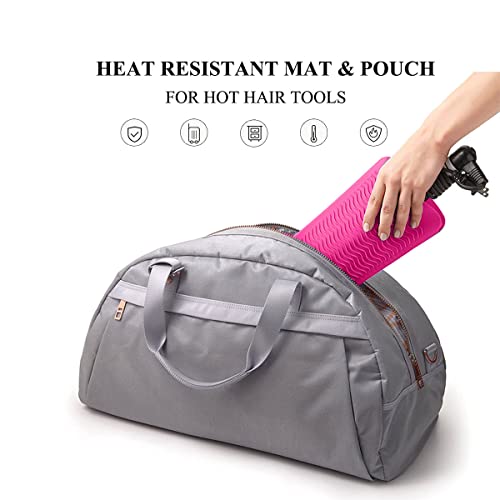 Heat Resistant Silicone Mat Pouch for Hair Straightener Flat Iron Curling Iron Hot Hair Tools for Home and Travel, Pink