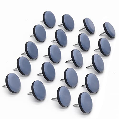 GINOYA Teflon Furniture Sliders, Chair Leg Floor Protectors, 20pcs 25mm Furniture Glides with Nail for Easy Moving on Carpet Hardwood Tile (Grayish Blue)