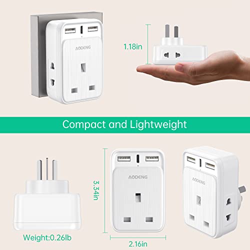 UK to Australia Plug Adapter, 6 IN 1 Australian Travel Adapter with 2 USB Ports and 1 Type C Fast Charger(5V/3.4A) and 2 Shaver Plug Adaptor UK to Australian New Zealand Fiji Argentina more (Type I)