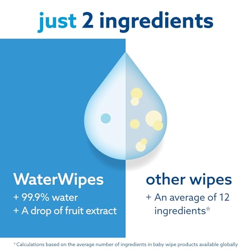 WaterWipes Plastic-Free Original Baby Wipes, 360 Count (6 packs), 99.9% Water Based Wipes, Unscented for Sensitive Skin