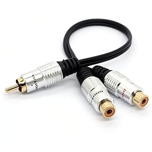 OpenII RCA Splitter Cable 1 RCA Mono Male to 2 RCA Phono Female Y Adapter Cord, 0.3 Metre