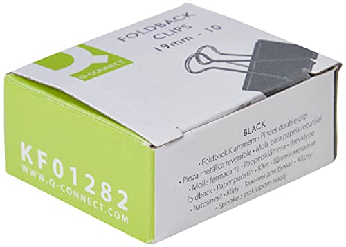 Q-Connect Foldback Clip 19 mm Black (Pack of 10) KF01282