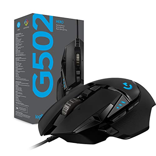 Logitech G G502 HERO High Performance Wired Gaming Mouse, HERO 25K Sensor, 25,600 DPI, RGB, Adjustable Weights, 11 Programmable Buttons, On-Board Memory, PC/Mac - Black