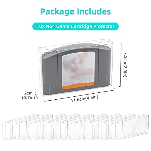 Mcbazel LOT 10 Clear Case Sleeve Protector for Nintendo N64 Games Cartridge (Set of 10)