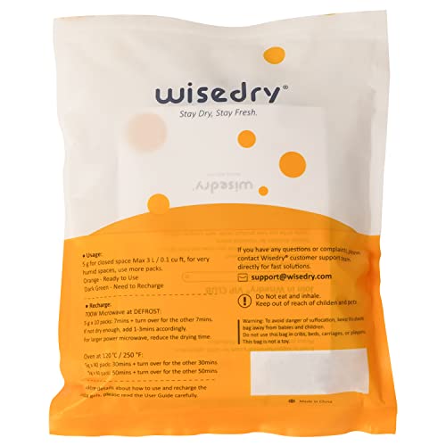 wisedry Silica Gel Sachets Pouches Desiccant 5 Gram [60 PACKS] with Orange Beads Humidity Indicator Moisture Absorber for Air Dryer Moisture Removal, Food Grade