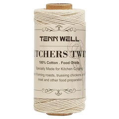 Tenn Well Butchers String, 3Ply 100m Strong Cotton Kitchen Twine Food Safe Oven Cooking String for Meat Trussing Tying, Chicken Roasting and Sausage Making (Beige)