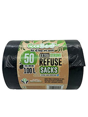 EcoBag ECO50RB 50HEAVY DUTY SUPER STRONG REFUSE SACKS 100Litre, Black