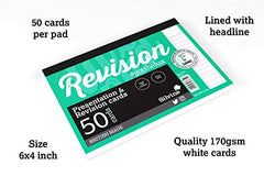 Luxpad A6 Gluebound Revision & Presentation Cards - White. 50 Lined Cards Per Pad (6x4 inches)