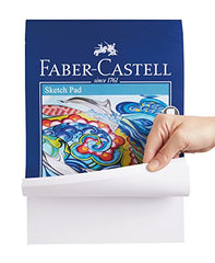 Faber-Castell Creative Studio Sketch Pad, A4, Acid Free Gummed Paper Pad 100 GSM, 50 Sheets for Graphite, Coloured Pencils, Charcoal, Sketching, Arts, Craft, Home and School