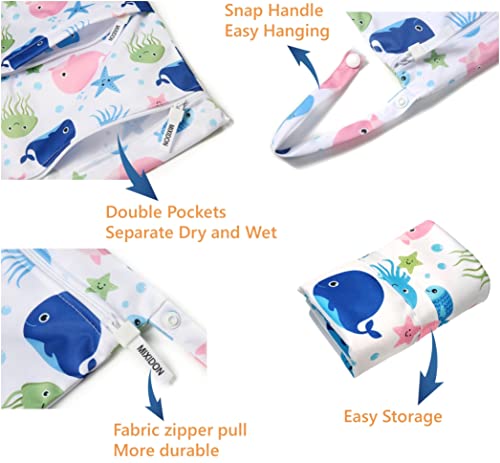 MIXIDON Wet Bag, Waterproof Wet Dry Bag for Swimsuits, Cloth Nappy Wet Bag, Outdoor Organiser Bag for Baby Items, Wet Dry Clothes Bag, Pattern 6