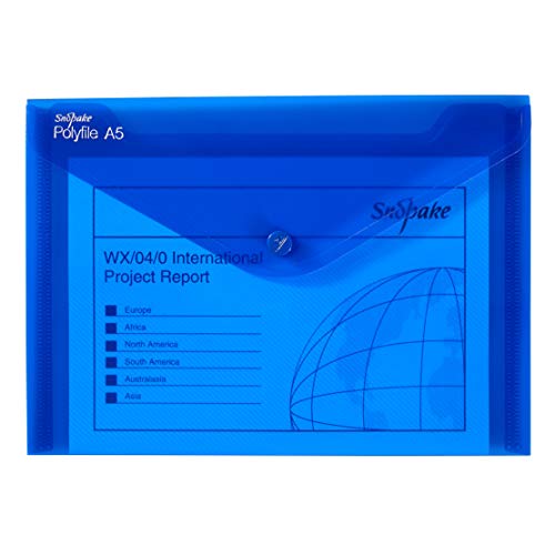 Snopake A5 Polyfile Popper Wallet with Press Stud Closure – Electra Assorted [Pack of 5] Ref: 11355