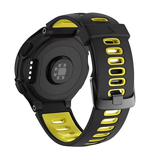 NotoCity Forerunner 735XT/235 Strap Replacement Watch Band Silicone Sports Strap for Garmin Forerunner 235/230/620/630/735XT(yellow, black buckle)