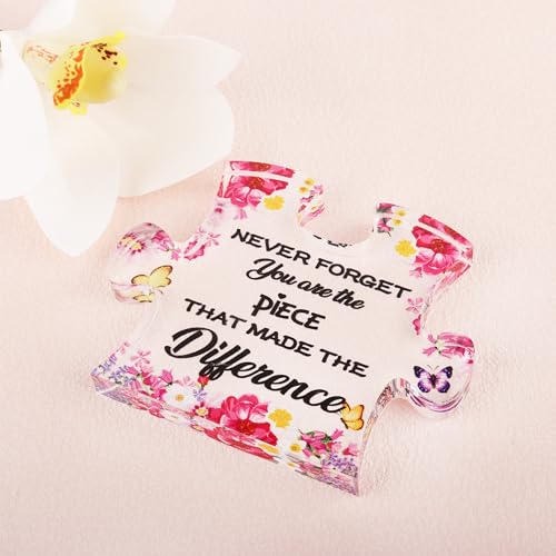 Merclix Leaving Gifts for Colleagues Women Puzzle Piece Acrylic Plaque Retirement Gifts for Women Leaving Presents for Colleagues Inspirational Thank You Gifts for Work Colleagues