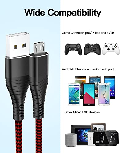 HUNYYN PS4 Controller Charger Cable 2 Pack, Extra Long 3M Micro USB Wire Lead for Playstation 4/ Dualshock 4/ PS4 Slim/ PS4 Pro and All Micro USB Devices