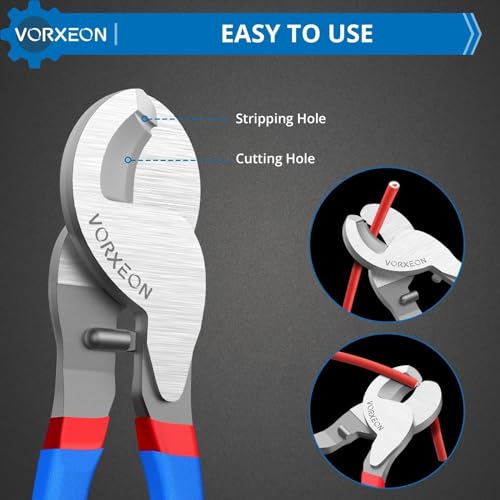 VORXEON 10 Inches Cable Cutter, Heavy Duty Large High Leverage Cutter Tool for Aluminum Copper Wire Communications Cable