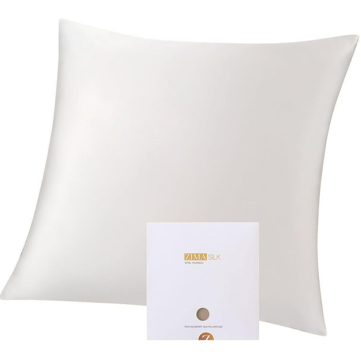 ZIMASILK 100% Mulberry Silk Pillowcase for Hair and Skin,Both Sides 19 Momme Silk, 1pc (80x80 cm, White)