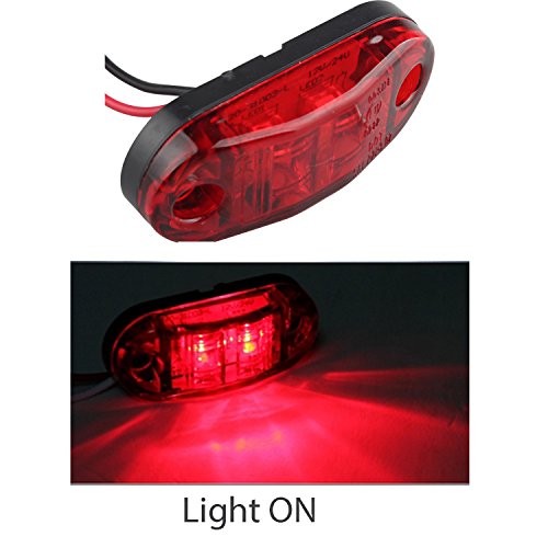 Futheda 4pcs IP65 Oval LED Lamps Side Marker Lights 12V/24V Front Rear Lights Universal Indicator of Position for Truck Trailer Van Caravan Lorry Car Bus Boats Red