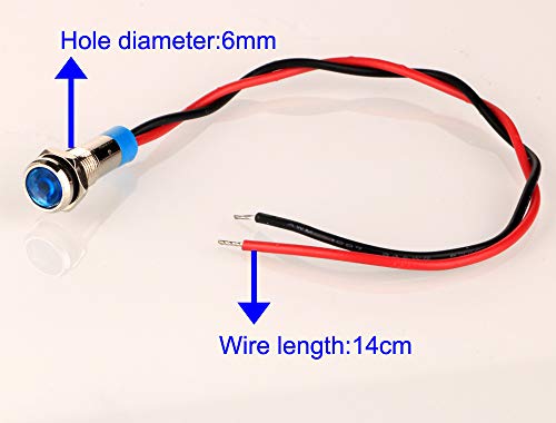 Gebildet 10Pcs 6mm 1/4 inches 230V AC LED Metal Indicator Light Waterproof Signal Lamp (Green Orange Red Blue White 10 Pcs)