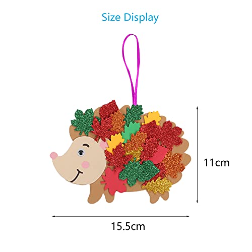 DKINY Pack of 12 Leafy Hedgehog Making Kit DIY Peel and Stick EVA Foam Arts and Crafts Kit for Kids Children Craft Party Group Activities Hanging Decorations for Autumn Winter