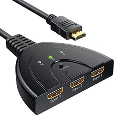 HDMI Switch, GANA Gold Plated 3-Port HDMI Switcher/HDMI Splitter/Supports Full HD1080p/3D with High Speed Cable