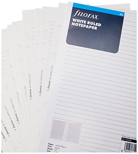 Filofax A5 Ruled Notepaper - White