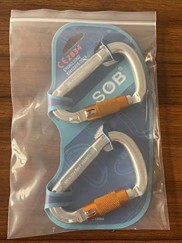 Climbing Carabiners Locking Carabiner Clip Auto-Lock Aluminum Carabiners Heavy Duty with Screwgate for Climbing, Rappelling, Hammocks, Mountaineer, Water Bottle (25KN)