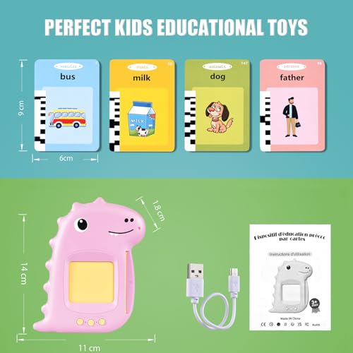 Talking Flash Cards for Toddler Toys for 2 3 4 5 6 Year Old Baby Girls Preschool Learning Resources Sensory Toys for Autism Educational Montessori Toys with 224 Words Interactive Gifts For Kid Age 2-6