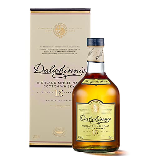 Dalwhinnie 15 Year Old Single Malt Scotch Whisky   43% vol   70cl   Highland Whisky   Smooth & Aromatic   Malty Sweet Flavours & Smoky Warmth   Scottish Whisky with Gift Box